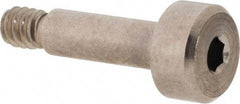 Made in USA - 1/8" Shoulder Diam x 3/8" Shoulder Length, #4-40 UNC, Hex Socket Shoulder Screw - 316 Stainless Steel, Uncoated, 1/8" Head Height x 1/4" Head Diam - Benchmark Tooling