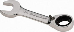 Blackhawk by Proto - 18mm 12 Point Combination Wrench - 15° Head Angle, 5-3/16" OAL, Steel, Chrome Finish - Benchmark Tooling