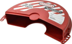 Master Lock - 6 to 10 Inch Valve Handle Size, Xenoy Rotating Gate Valve Wheel Lockout - 5/16 Inch Max Shackle Diameter, Red - Benchmark Tooling