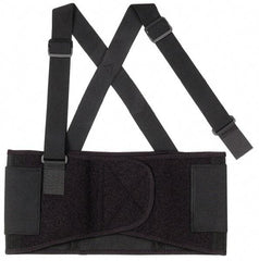 Ergodyne - Size 3XL, Elastic Belt with Adjustable Shoulder Straps - 46 to 52" Waist, 7-1/2" Wide, Detachable Strap, Black - Benchmark Tooling