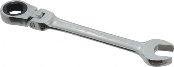 Blackhawk by Proto - 15mm 12 Point Flexhead Combination Wrench - 15° Head Angle, 6-11/16" OAL, Steel, Chrome Finish - Benchmark Tooling