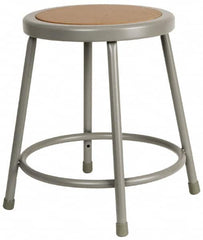 NPS - 18 Inch High, Stationary Fixed Height Stool - 14 Inch Deep x 14 Inch Wide, Hardboard Seat, Gray and Brown - Benchmark Tooling