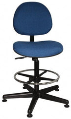 Bevco - Swivel Stool - 18" Wide x 18" Deep, Woven Fabric Seat, Blue - Benchmark Tooling