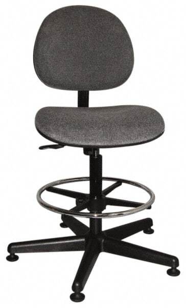 Bevco - Swivel Stool - 18" Wide x 18" Deep, Woven Fabric Seat, Gray - Benchmark Tooling