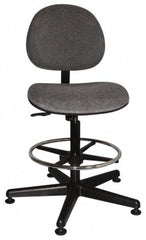 Bevco - Swivel Stool - 18" Wide x 18" Deep, Woven Fabric Seat, Gray - Benchmark Tooling