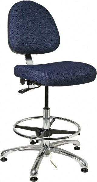 Bevco - ESD Swivel Stool with Back Rest - 20" Wide x 18" Deep, Fabric Mesh Seat, Navy - Benchmark Tooling