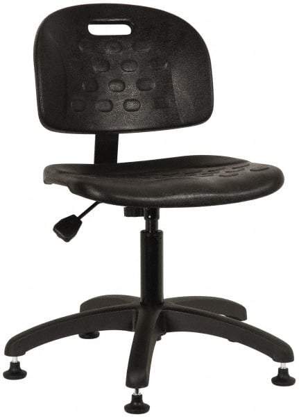 Made in USA - Adjustable Chair - 19-1/4" Wide x 17-1/4" Deep, Polyurethane Seat, Black - Benchmark Tooling