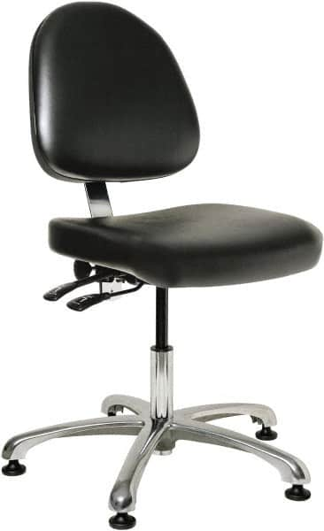 Bevco - Pneumatic Height Adjustable Chair - 20" Wide x 18" Deep, Vinyl Seat, Black - Benchmark Tooling