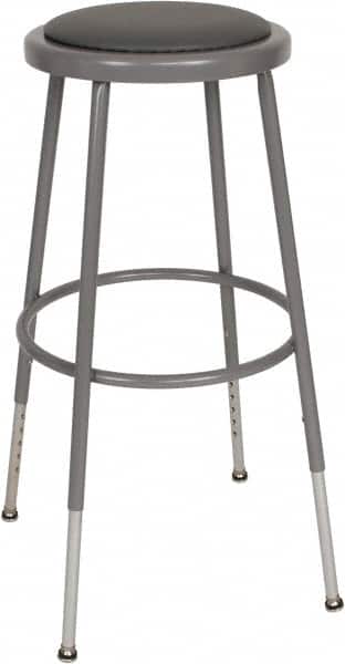 NPS - 16-3/4" Wide x 18-1/2" Deep x 31 to 39" High, Standard Base, Adjustable Seat Stool - Vinyl Seat, Gray - Benchmark Tooling