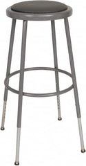 NPS - 16-3/4" Wide x 18-1/2" Deep x 31 to 39" High, Standard Base, Adjustable Seat Stool - Vinyl Seat, Gray - Benchmark Tooling