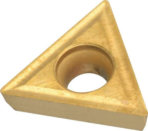 Interstate - TPGT32.51 Grade TCN55 Carbide Turning Insert - TiN Finish, 60° Triangle, 3/8" Inscr Circle, 5/32" Thick, 1/64" Corner Radius - Benchmark Tooling