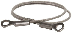 Made in USA - 12" Long, Stainless Steel Cable Eye & Eye End, Quick Release Pin Lanyard - 3/64" Cable Diam, 3/16" Hole Diam, Nylon Cable - Benchmark Tooling