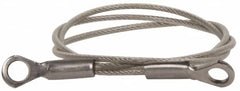 Made in USA - 18" Long, Stainless Steel Cable Eye & Eye End, Quick Release Pin Lanyard - 3/64" Cable Diam, 3/16" Hole Diam, Nylon Cable - Benchmark Tooling