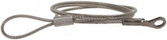 Made in USA - 12" Long, Stainless Steel Cable Loop & Eye End, Quick Release Pin Lanyard - 3/64" Cable Diam, 3/16" Hole Diam, Nylon Cable - Benchmark Tooling