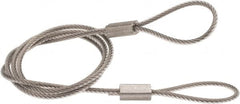 Made in USA - 18" Long, Stainless Steel Cable Loop & Loop End, Quick Release Pin Lanyard - 3/64" Cable Diam, Nylon Cable - Benchmark Tooling