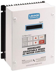 Leeson - Three Phase, 200-240 Volt, 7-1/2 hp, Frequency Drive, Inverter & Speed Control - 10.26" Wide x 8.35" Deep x 11-3/4" High, NEMA 4/12 - Benchmark Tooling