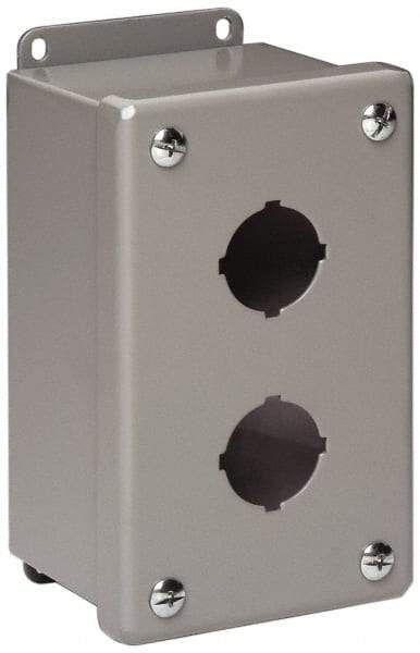 Cooper B-Line - 3 Hole, 1.203 Inch Hole Diameter, Stainless Steel Pushbutton Switch Enclosure - 8 Inch High x 3-1/4 Inch Wide x 2-3/4 Inch Deep, 12, 13 NEMA Rated - Benchmark Tooling