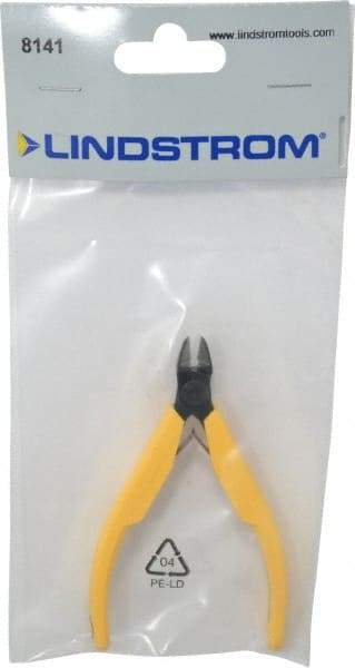 Lindstrom Tool - 4-1/4" OAL, 0.049" Capacity, Full-Flush Diagonal Cutter - 3/8" Jaw Length, Tapered Head, Plastic Ergonomic Handle - Benchmark Tooling