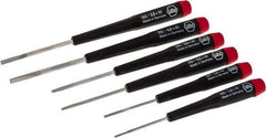 Wiha - 6 Piece Slotted Screwdriver Set - Round Shank, Ergonomic Handle - Benchmark Tooling