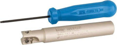 Iscar - 1/2" Cut Diam, 0.303" Max Depth of Cut, 1/2" Shank Diam, 3-1/4" OAL, Indexable Square Shoulder End Mill - HP AN.. 0702.. Inserts, Weldon Shank, 90° Lead Angle, Series Heliplus - Benchmark Tooling