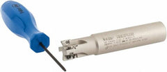 Iscar - 5/8" Cut Diam, 0.303" Max Depth of Cut, 5/8" Shank Diam, 3-1/4" OAL, Indexable Square Shoulder End Mill - HP AN.. 0702.. Inserts, Weldon Shank, 90° Lead Angle, Series Heliplus - Benchmark Tooling