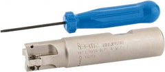 Iscar - 3/4" Cut Diam, 0.303" Max Depth of Cut, 3/4" Shank Diam, 3-1/2" OAL, Indexable Square Shoulder End Mill - HP AN.. 0702.. Inserts, Weldon Shank, 90° Lead Angle, Series Heliplus - Benchmark Tooling