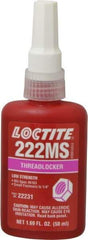 Loctite - 50 mL Bottle, Purple, Low Strength Liquid Threadlocker - Series 222MS, 24 hr Full Cure Time, Hand Tool, Heat Removal - Benchmark Tooling