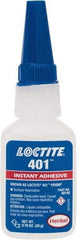 Loctite - 0.70 oz Bottle Clear Instant Adhesive - Series 401, 15 sec Fixture Time, 24 hr Full Cure Time, Bonds to Plastic & Rubber - Benchmark Tooling