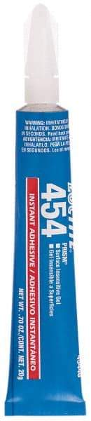 Loctite - 0.70 oz Tube Clear Instant Adhesive - Series 454, 15 sec Fixture Time, 24 hr Full Cure Time, Bonds to Plastic & Rubber - Benchmark Tooling