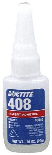 Loctite - 0.70 oz Bottle Tan Instant Adhesive - Series 408, 50 sec Fixture Time, 24 hr Full Cure Time, Bonds to Plastic & Rubber - Benchmark Tooling