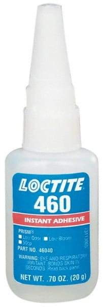 Loctite - 0.70 oz Bottle Tan Instant Adhesive - Series 460, 50 sec Fixture Time, 24 hr Full Cure Time, Bonds to Plastic & Rubber - Benchmark Tooling