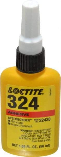 Loctite - 50 mL Bottle Structural Adhesive - 5 min Working Time, 3,000 to 3,600 psi Shear Strength, Series 324 - Benchmark Tooling