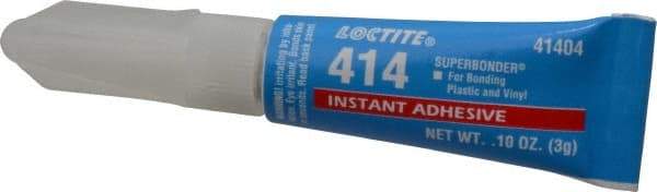 Loctite - 0.11 oz Tube Clear Instant Adhesive - Series 414, 20 sec Fixture Time, 24 hr Full Cure Time, Bonds to Metal, Plastic & Rubber - Benchmark Tooling