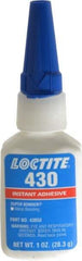 Loctite - 1 oz Bottle Clear Instant Adhesive - Series 430, 30 sec Fixture Time, 24 hr Full Cure Time, Bonds to Metal, Plastic & Rubber - Benchmark Tooling