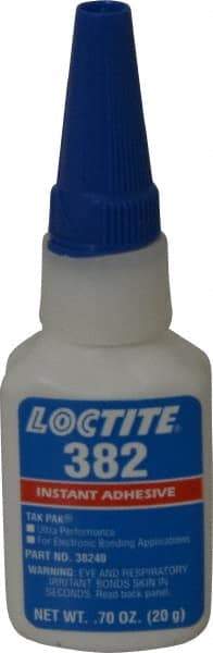 Loctite - 0.70 oz Bottle Clear Instant Adhesive - Series 382, 30 sec Fixture Time, 24 hr Full Cure Time, Bonds to Metal, Plastic & Rubber - Benchmark Tooling