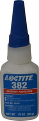 Loctite - 0.70 oz Bottle Clear Instant Adhesive - Series 382, 30 sec Fixture Time, 24 hr Full Cure Time, Bonds to Metal, Plastic & Rubber - Benchmark Tooling