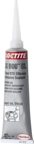 Loctite - 80 mL Tube Clear RTV Silicone Joint Sealant - 30 min Tack Free Dry Time, 24 hr Full Cure Time, Series 160 - Benchmark Tooling