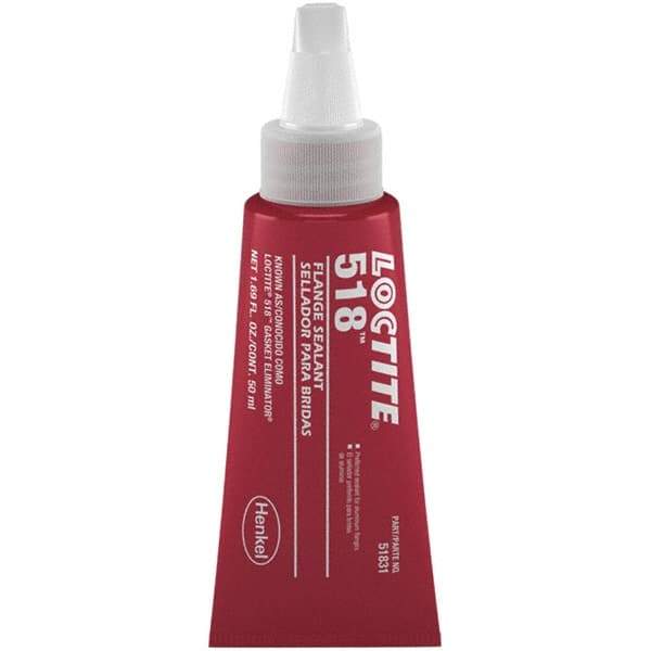 Loctite - 50 mL Tube Red Dimethacrylate Ester Joint Sealant - -65 to 300°F Operating Temp, 4 to 24 hr Full Cure Time, Series 518 - Benchmark Tooling