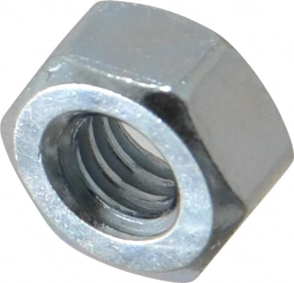 Value Collection - 1/4-20 UNC Steel Right Hand Hex Nut - 7/16" Across Flats, 7/32" High, Zinc-Plated Finish - Benchmark Tooling