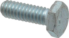 Made in North America - 1/4-20 UNC, 3/4" Length Under Head Hex Head Cap Screw - Partially Threaded, Grade 5 Steel, Zinc-Plated Finish, 7/16" Hex - Benchmark Tooling