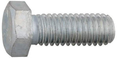 Made in USA - 9/16-12 UNC, 1" Length Under Head Hex Head Cap Screw - Fully Threaded, Grade 5 Steel, Zinc-Plated Finish, 13/16" Hex - Benchmark Tooling