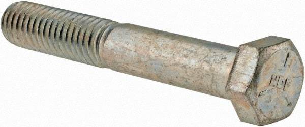 Made in USA - 3/8-16 UNC, 2-1/2" Length Under Head Hex Head Cap Screw - Partially Threaded, Grade 5 Steel, Zinc-Plated Finish, 9/16" Hex - Benchmark Tooling