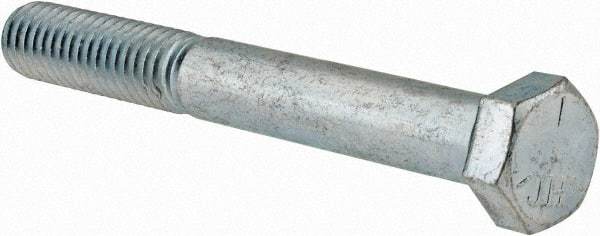 Made in USA - 3/8-16 UNC, 3" Length Under Head Hex Head Cap Screw - Partially Threaded, Grade 5 Steel, Zinc-Plated Finish, 9/16" Hex - Benchmark Tooling