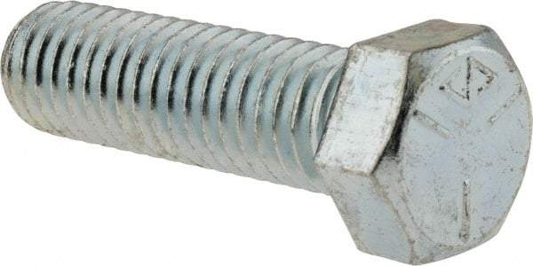 Made in USA - 7/16-14 UNC, 1-1/2" Length Under Head Hex Head Cap Screw - Fully Threaded, Grade 5 Steel, Zinc-Plated Finish, 5/8" Hex - Benchmark Tooling