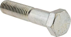 Made in USA - 1/2-13 UNC, 2-1/2" Length Under Head Hex Head Cap Screw - Partially Threaded, Grade 5 Steel, Zinc-Plated Finish, 3/4" Hex - Benchmark Tooling