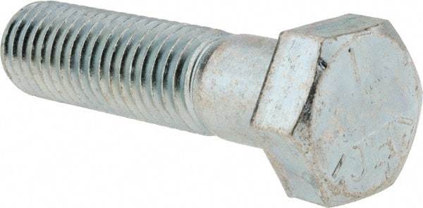 Made in USA - 5/8-11 UNC, 2-1/2" Length Under Head Hex Head Cap Screw - Partially Threaded, Grade 5 Steel, Zinc-Plated Finish, 15/16" Hex - Benchmark Tooling