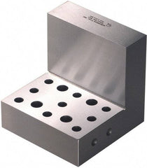 Suburban Tool - 4" Wide x 4" Deep x 4" High Steel Precision-Ground Angle Plate - Standard Plate, Machined Holes on Surface, Open End, 1-1/4" Thick, Pair of Plates - Benchmark Tooling