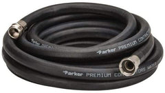 Parker - 25' Long Water Hose - 5/8" Diam, 3/4" GHT, Rubber, 125 psi, Black - Benchmark Tooling