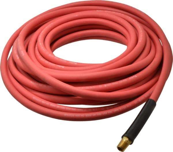 Parker - 1/4" ID x 1/2" OD 50' Long Multipurpose Air Hose - MNPT x MNPT Ends, 300 Working psi, -40 to 212°F, 1/4" Fitting, Red - Benchmark Tooling