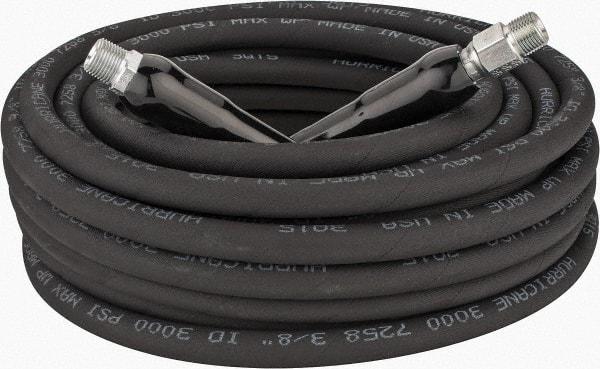 Parker - 50' Long, 3/8" Fitting, Male Rigid x Male Swivel Fitting, -40 to 250°F, Neoprene High Temp & High Pressure Hose - 3/8" Inside x 5/8" Outside Diam, Black, 3,000 psi - Benchmark Tooling